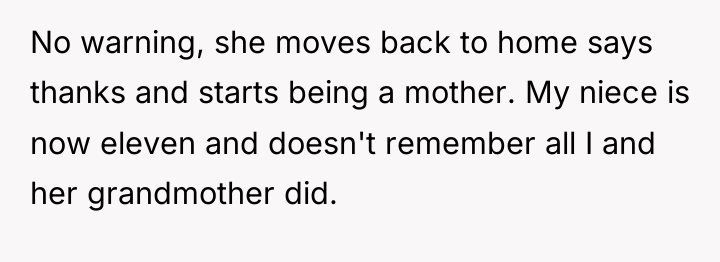 No warning, she moves back to home says thanks and...