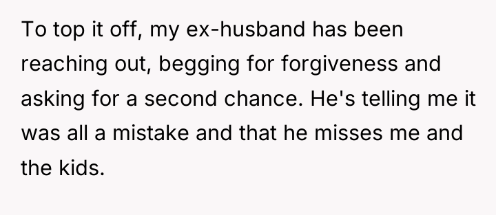 To top it off, my ex-husband has been reaching out,...