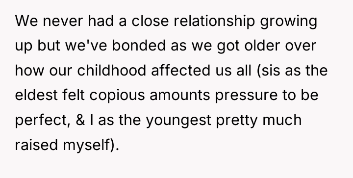 We never had a close relationship growing up but we've...