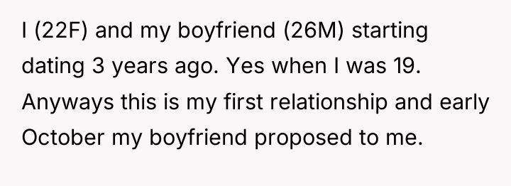 I (22F) and my boyfriend (26M) starting dating 3 years...