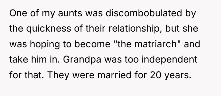 One of my aunts was discombobulated by the quickness of...