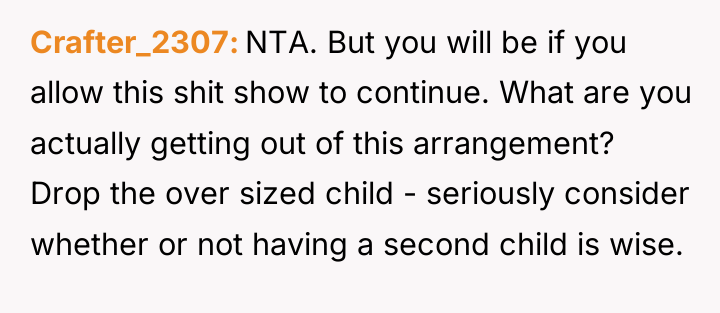 Crafter_2307 NTA. But you will be if you allow this...