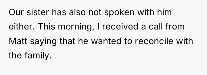 Our sister has also not spoken with him either. This...