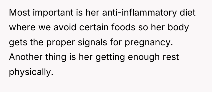 Most important is her anti-inflammatory diet where we avoid certain...