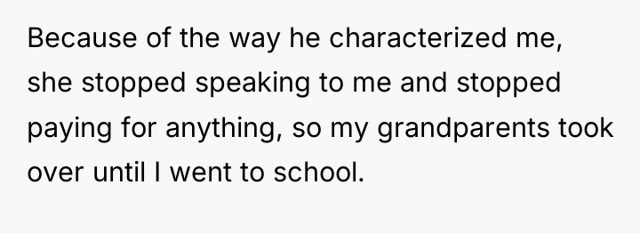 Because of the way he characterized me, she stopped speaking...