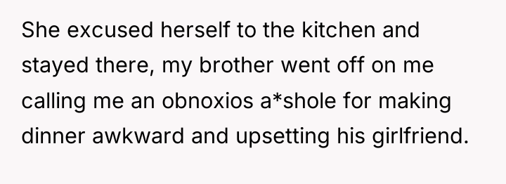 She excused herself to the kitchen and stayed there, my...