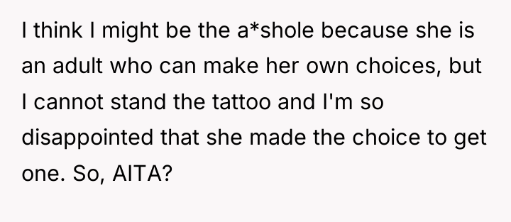 I think I might be the a*shole because she is...