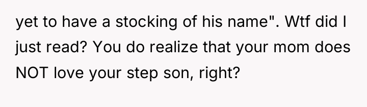 yet to have a stocking of his name". Wtf did...