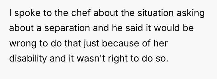 I spoke to the chef about the situation asking about...
