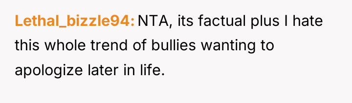 Lethal_bizzle94 NTA, its factual plus I hate this whole trend...