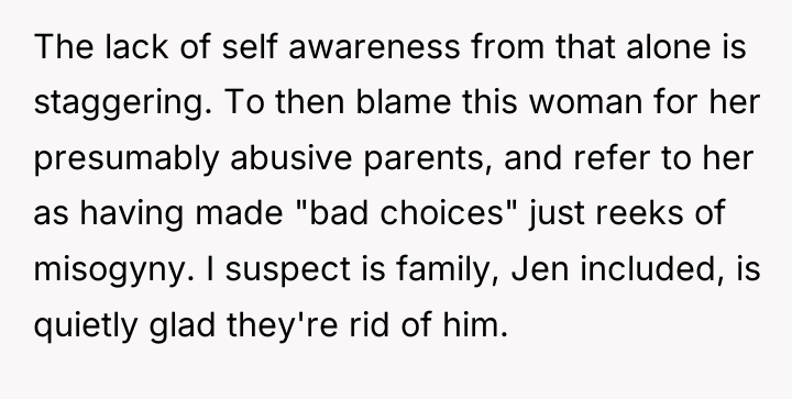 The lack of self awareness from that alone is staggering....