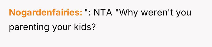 Nogardenfairies ": NTA "Why weren't you parenting your kids?