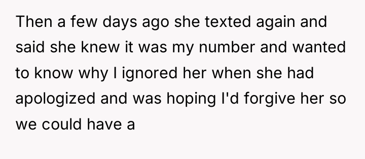 Then a few days ago she texted again and said...