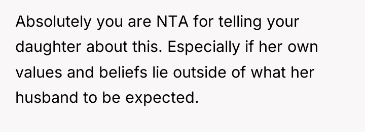 Absolutely you are NTA for telling your daughter about this....