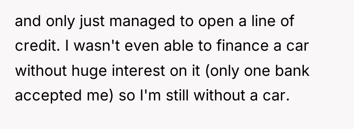 and only just managed to open a line of credit....