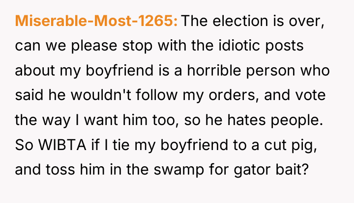 Miserable-Most-1265 The election is over, can we please stop with...
