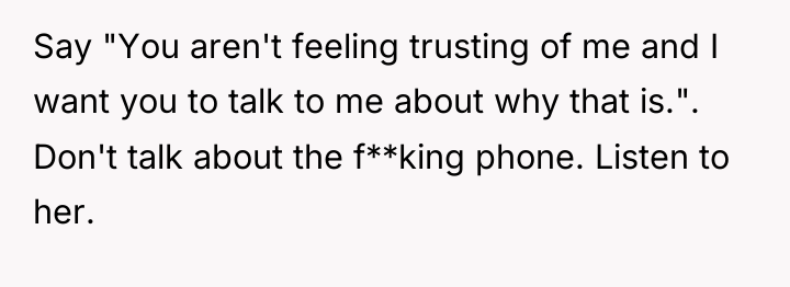 Say "You aren't feeling trusting of me and I want...