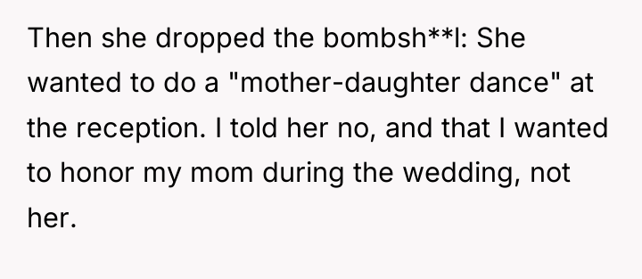 Then she dropped the bombsh**l: She wanted to do a...