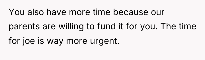 You also have more time because our parents are willing...