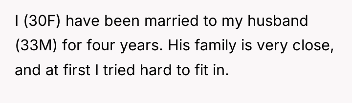I (30F) have been married to my husband (33M) for...