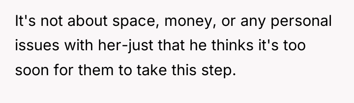 It's not about space, money, or any personal issues with...