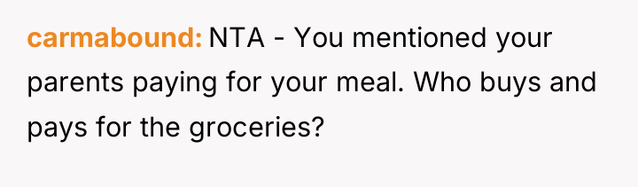carmabound NTA - You mentioned your parents paying for your...