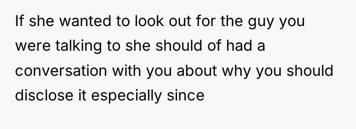 If she wanted to look out for the guy you...
