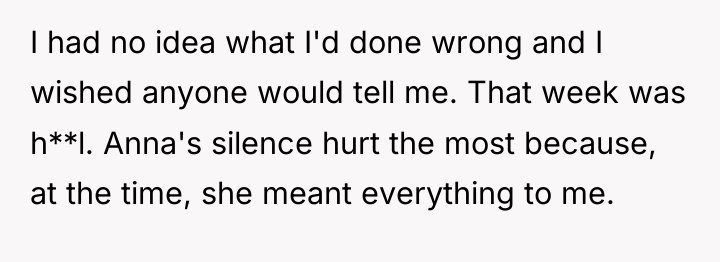 I had no idea what I'd done wrong and I...