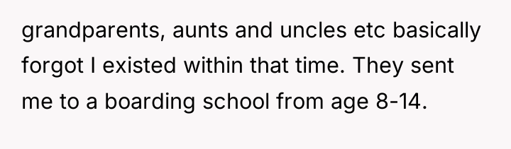 grandparents, aunts and uncles etc basically forgot I existed within...