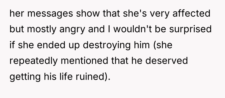her messages show that she's very affected but mostly angry...