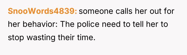 SnooWords4839 someone calls her out for her behavior: The police...