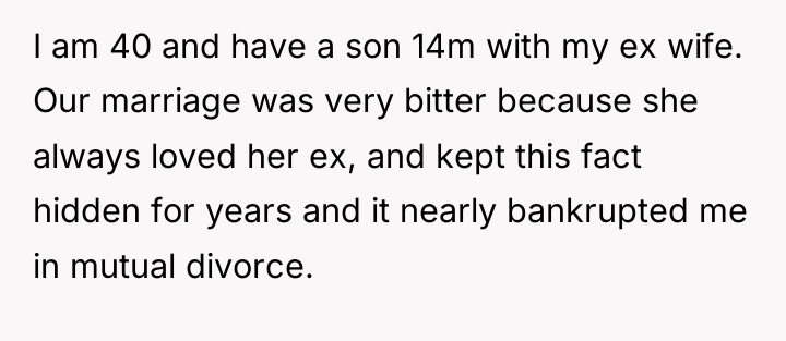 I am 40 and have a son 14m with my...