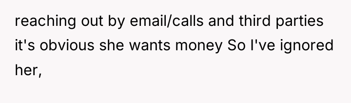 reaching out by email/calls and third parties it's obvious she...