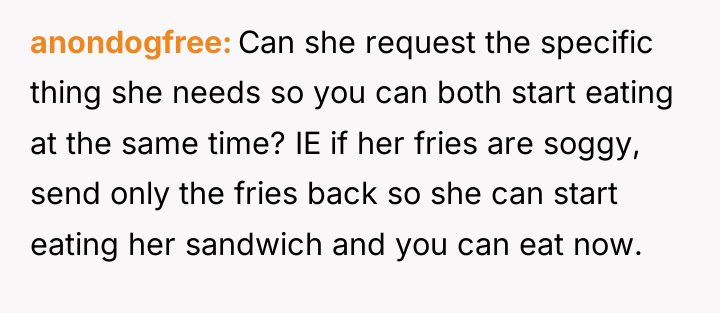 anondogfree Can she request the specific thing she needs so...