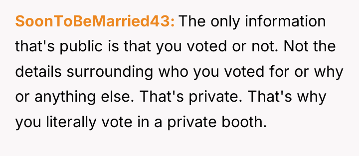 SoonToBeMarried43 The only information that's public is that you voted...