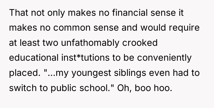 That not only makes no financial sense it makes no...