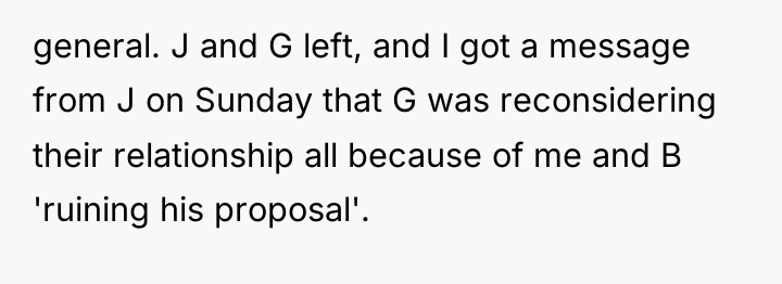 general. J and G left, and I got a message...