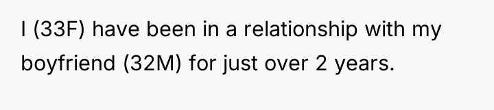 I (33F) have been in a relationship with my boyfriend...
