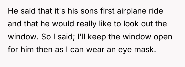He said that it's his sons first airplane ride and...