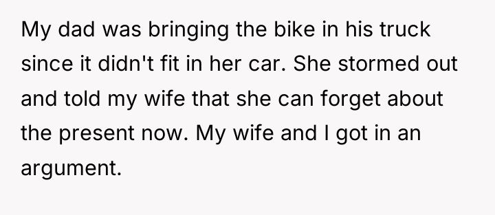 My dad was bringing the bike in his truck since...