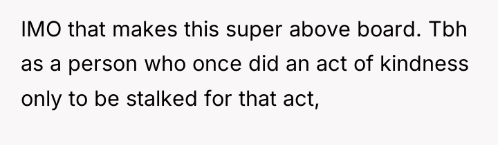 IMO that makes this super above board. Tbh as a...