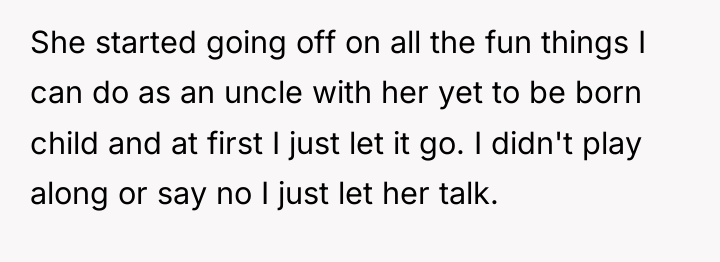 She started going off on all the fun things I...