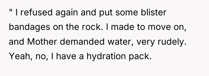 " I refused again and put some blister bandages on...