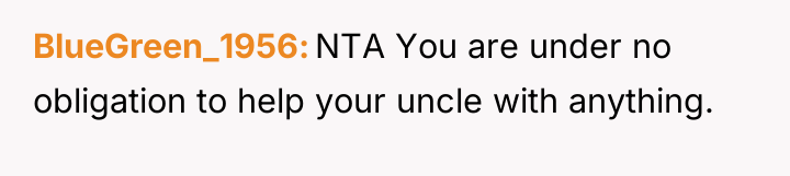 BlueGreen_1956 NTA You are under no obligation to help your...