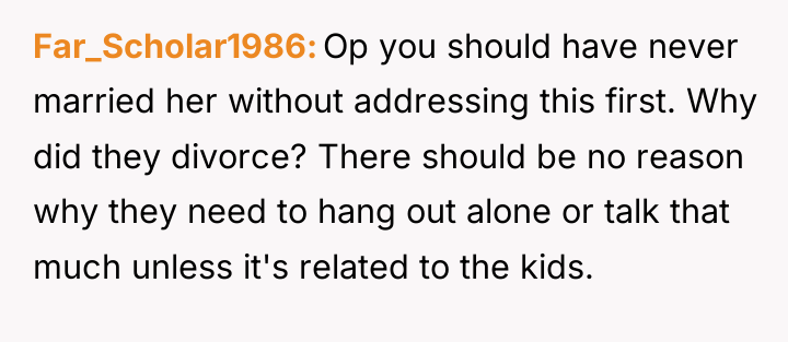 Far_Scholar1986 Op you should have never married her without addressing...