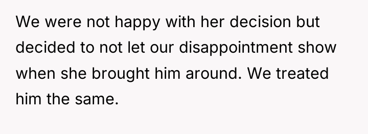 We were not happy with her decision but decided to...