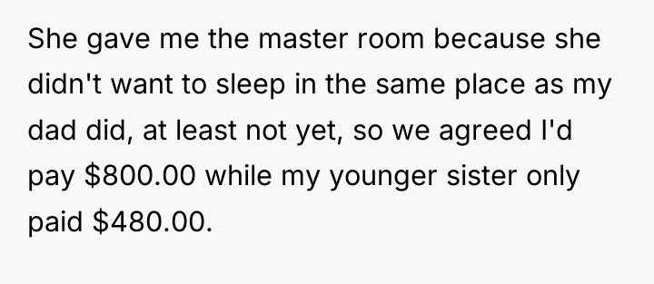 She gave me the master room because she didn't want...