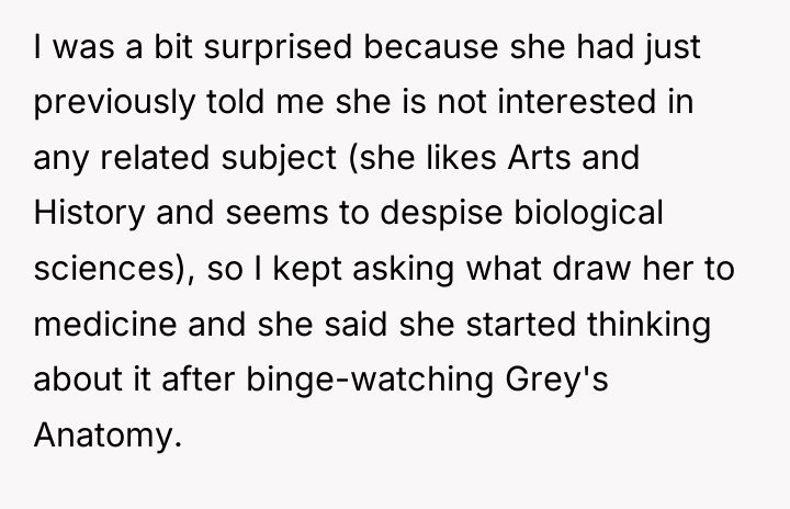 I was a bit surprised because she had just previously...