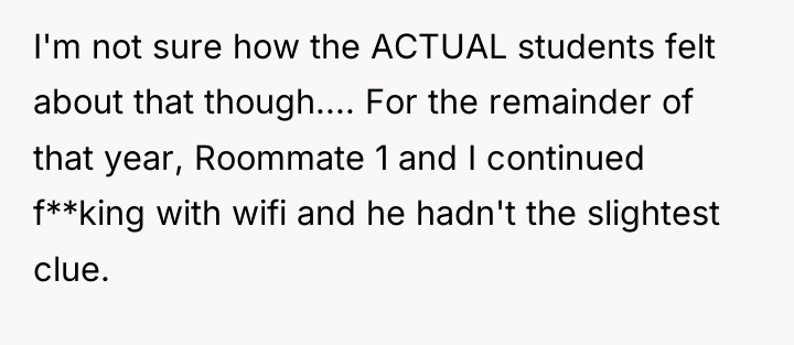 I'm not sure how the ACTUAL students felt about that...