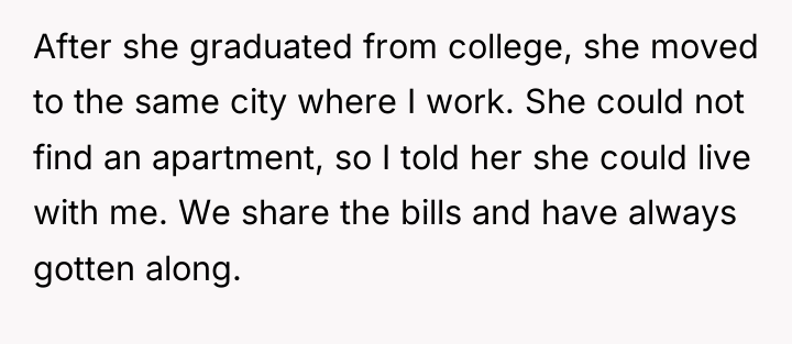 After she graduated from college, she moved to the same...